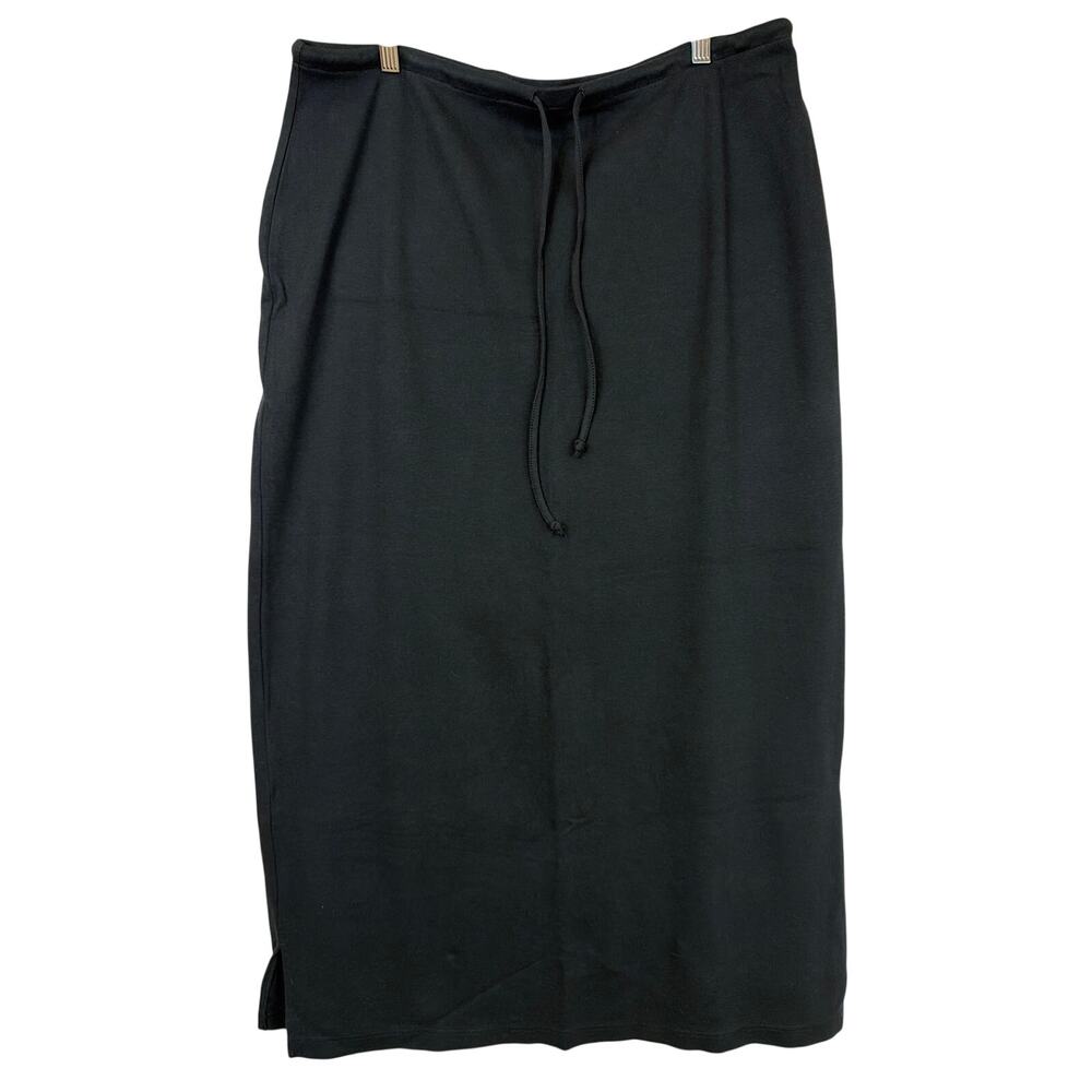 NWT Eddie Bauer Black Side Slit Waist Tie Soft Maxi Skirt XL